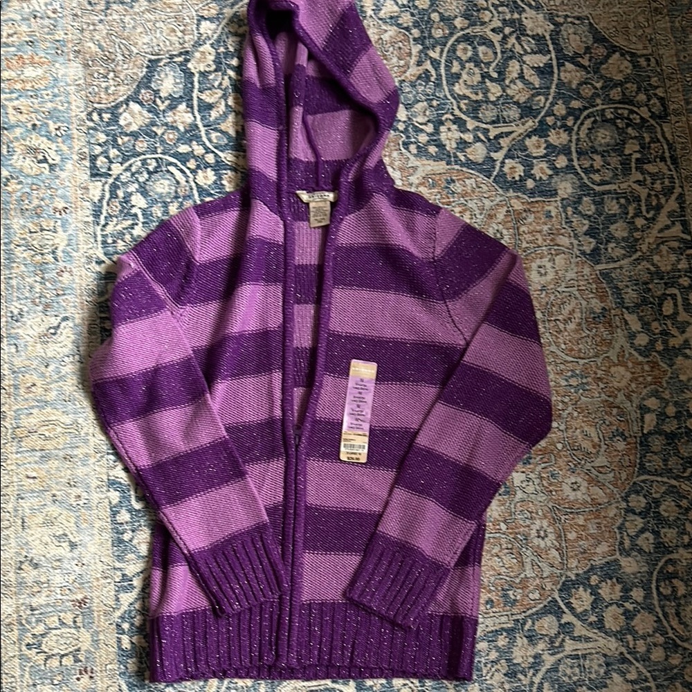 Purple striped Arizona girls L/ XL Hooded sweater ( size 18)
